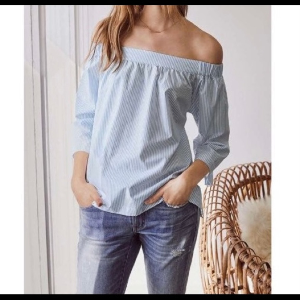 Madewell Striped Off the Shoulder Shirt